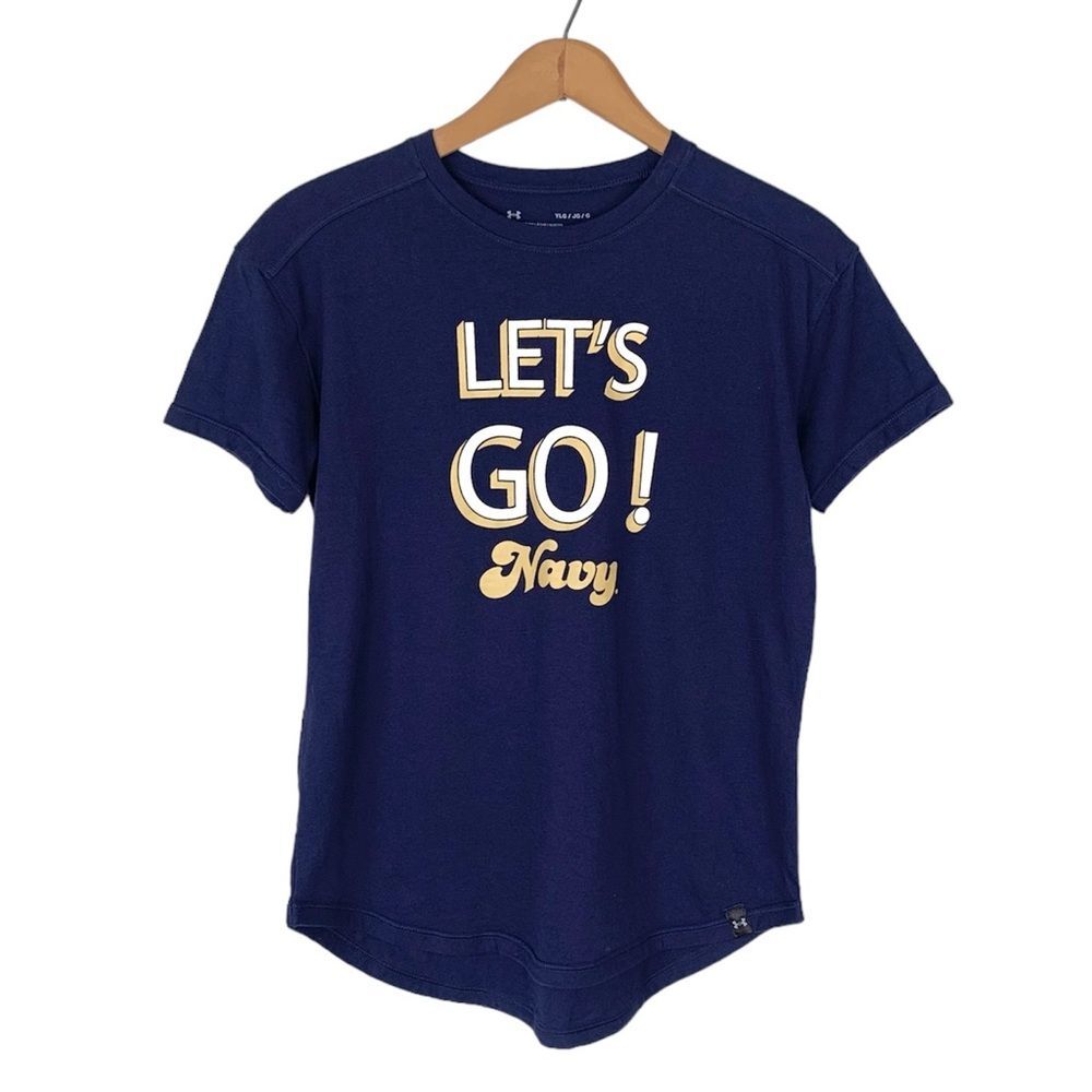 Under Armour USNA US Naval Academy Go Navy Graphic T-Shirt Youth Girls L NWT